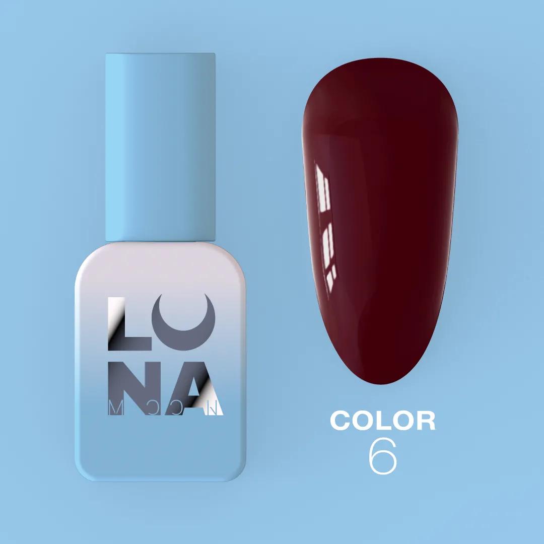 Vernis semi-permanent LUNAmoon Color Gel Polish N-06 ave haute pigmentation, texture auto-égalisante et couvrance uniforme pour manucure professionnelle.