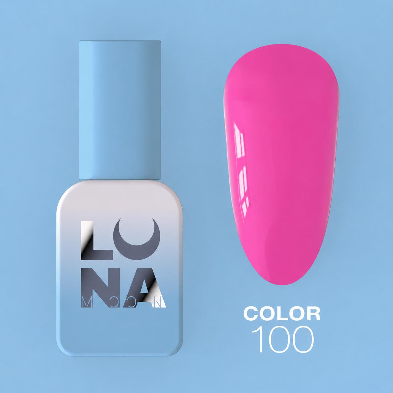 Vernis semi-permanent LUNAmoon Color Gel Polish N-100 ave haute pigmentation, texture auto-égalisante et couvrance uniforme pour manucure professionnelle.