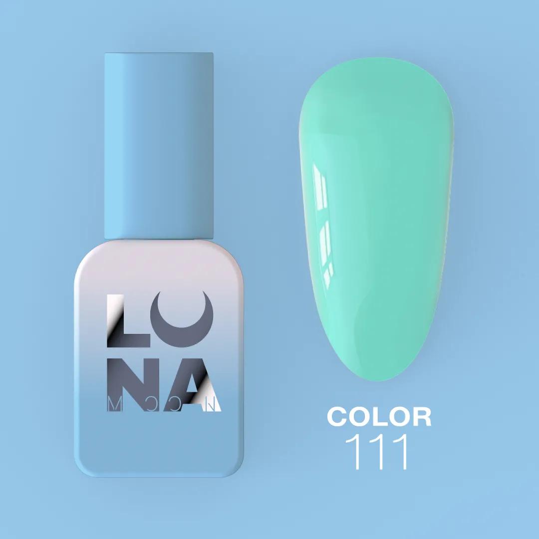Vernis semi-permanent LUNAmoon Color Gel Polish N-111 ave haute pigmentation, texture auto-égalisante et couvrance uniforme pour manucure professionnelle.