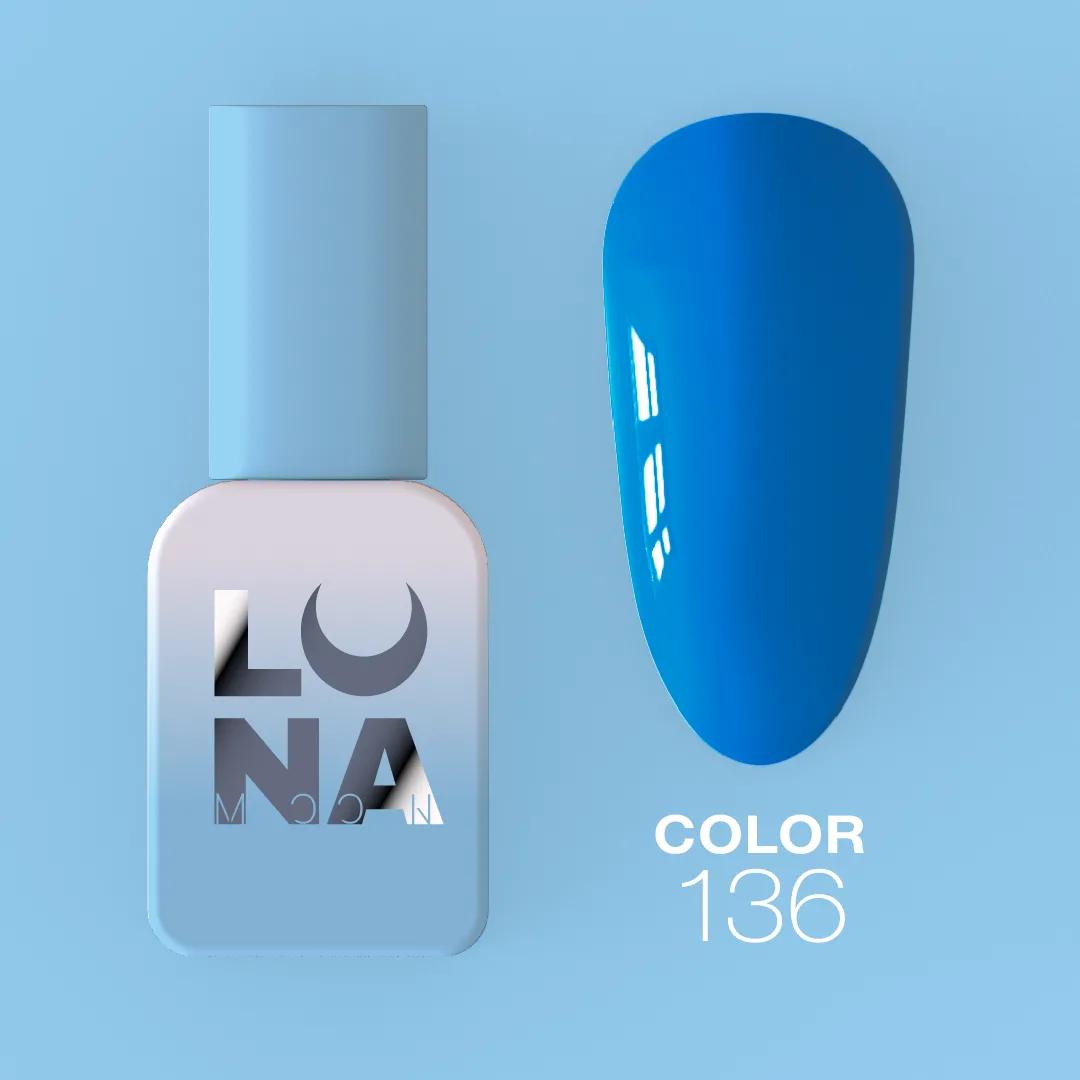 Vernis semi-permanent néon LUNAmoon Color Gel Polish №136 avec pigmentation intense, couvrance élevée et tenue longue durée jusqu’à 4 semaines.