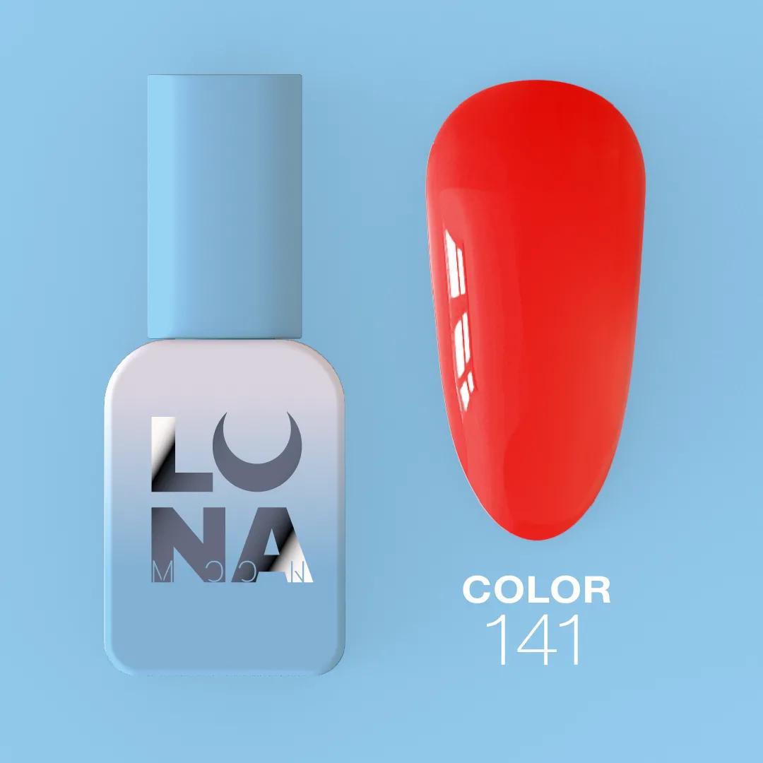 Vernis semi-permanent néon LUNAmoon Color Gel Polish №141 avec pigmentation intense, couvrance élevée et tenue longue durée jusqu’à 4 semaines.