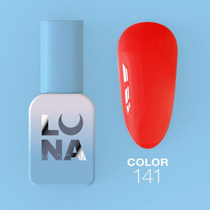 Vernis semi-permanent néon LUNAmoon Color Gel Polish №141 avec pigmentation intense, couvrance élevée et tenue longue durée jusqu’à 4 semaines.