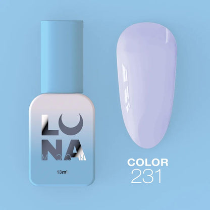 Vernis semi-permanent LUNAmoon Color Gel Polish №231 avec haute pigmentation, texture auto-égalisante et couvrance uniforme pour manucure professionnelle.