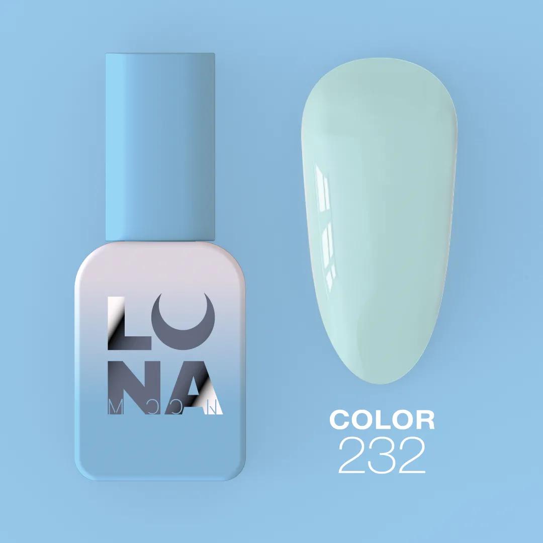 Vernis semi-permanent LUNAmoon Color Gel Polish №232 avec haute pigmentation, texture auto-égalisante et couvrance uniforme pour manucure professionnelle.