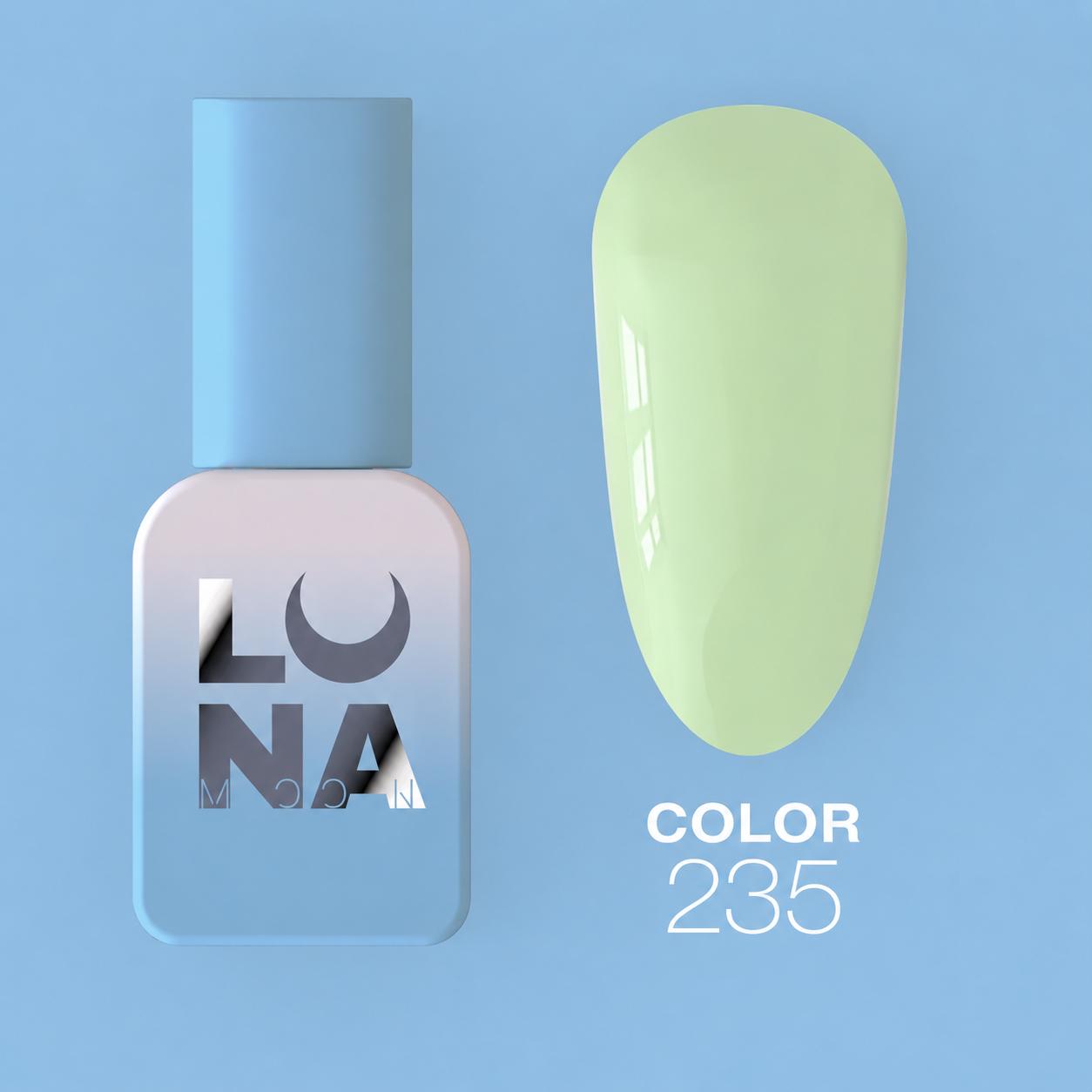 Vernis semi-permanent LUNAmoon Color Gel Polish №235 avec haute pigmentation, texture auto-égalisante et couvrance uniforme pour manucure professionnelle.