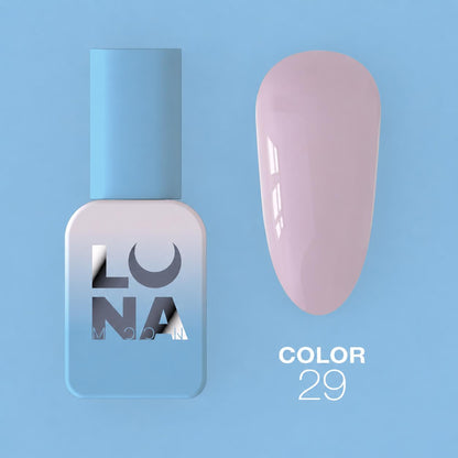 Vernis semi-permanent LUNAmoon Color Gel Polish N-29 ave haute pigmentation, texture auto-égalisante et couvrance uniforme pour manucure professionnelle.