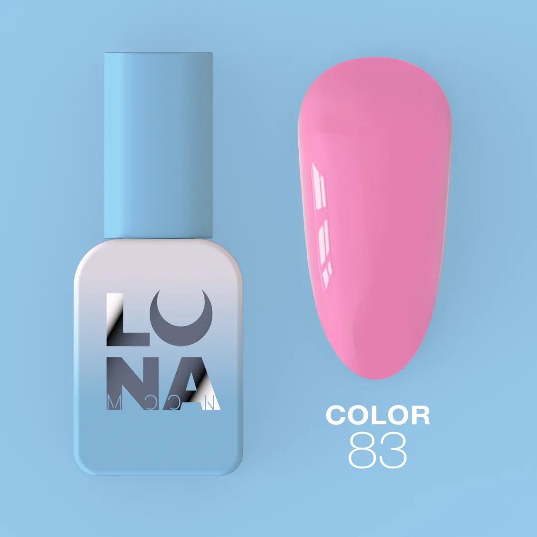 Vernis semi-permanent LUNAmoon Color Gel Polish N-83 ave haute pigmentation, texture auto-égalisante et couvrance uniforme pour manucure professionnelle.