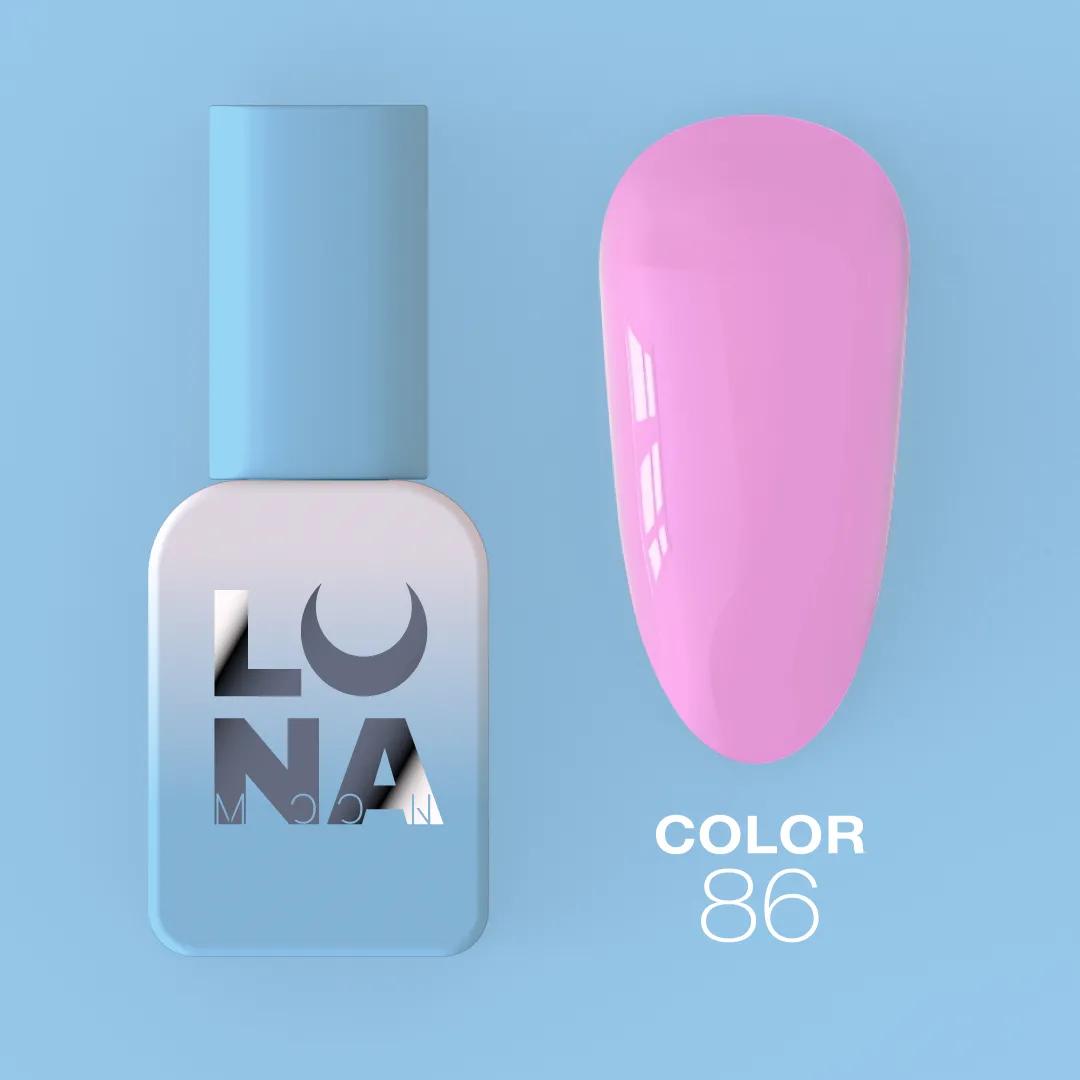 Vernis semi-permanent LUNAmoon Color Gel Polish №86 avec haute pigmentation, texture auto-égalisante et couvrance uniforme pour manucure professionnelle.