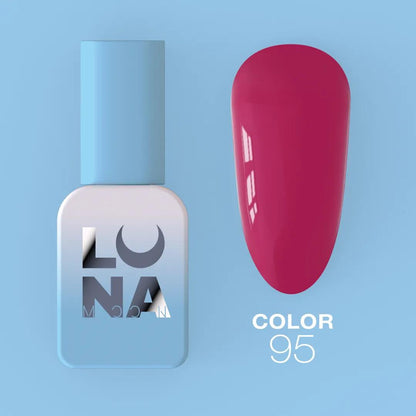 Vernis semi-permanent LUNAmoon Color Gel Polish N-95 ave haute pigmentation, texture auto-égalisante et couvrance uniforme pour manucure professionnelle.