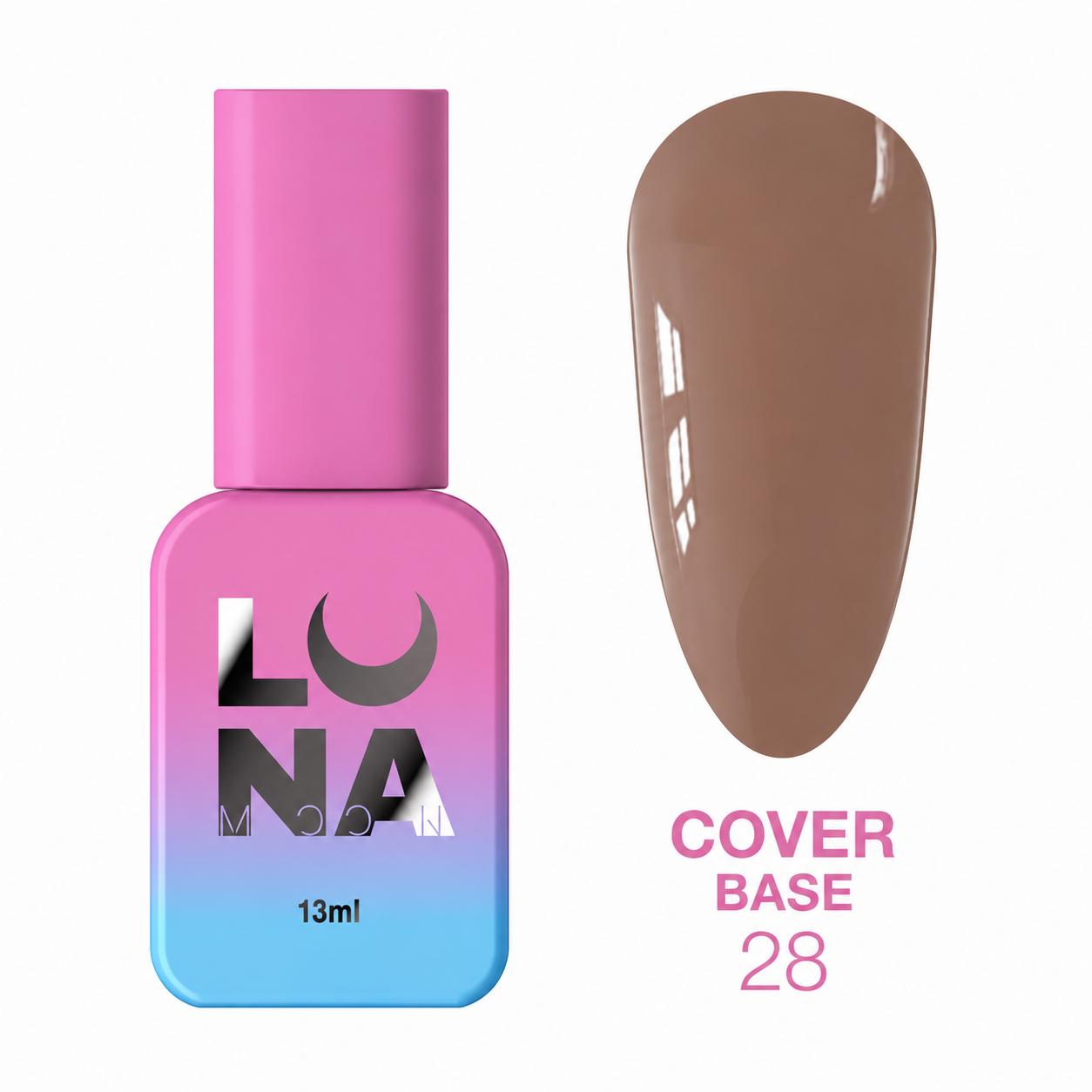 LUNAmoon Cover Base 28 base camouflage pour ongles hautement pigmentée, auto-nivelante, élastique et sans TPO pour manucure professionnelle.