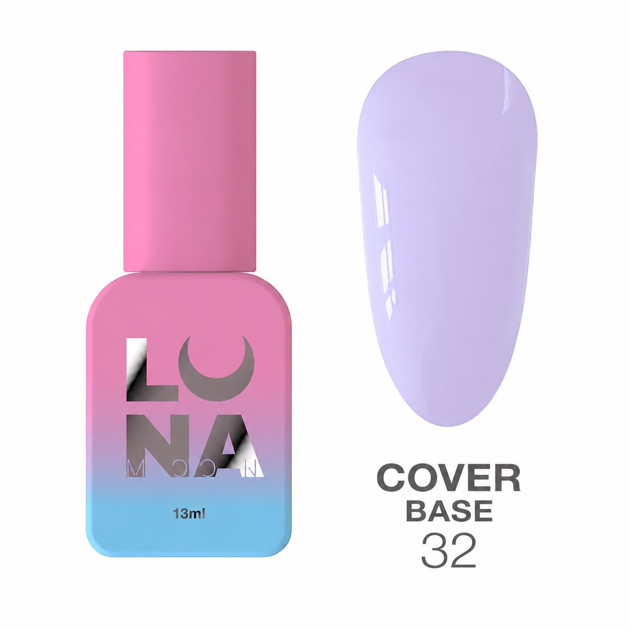 LUNAmoon Cover Base N°32 base camouflage professionnelle pour le recouvrement et le nivellement des ongles.