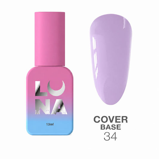 LUNAmoon Cover Base N°34 base camouflage professionnelle pour le recouvrement et le nivellement des ongles.
