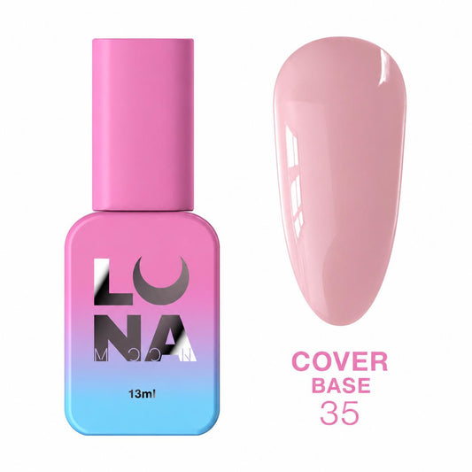 LUNAmoon Cover Base 35 base camouflage pour ongles hautement pigmentée, auto-nivelante, élastique et sans TPO pour manucure professionnelle.