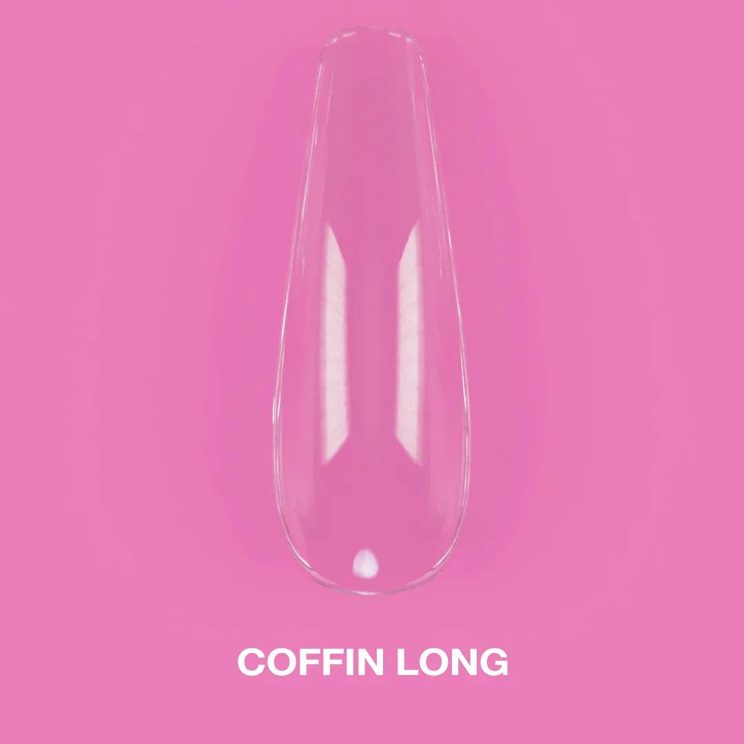 Capsules en gel LUNAmoon Coffin Long, boîte de 500 pièces pour extension professionnelle des ongles avec possibilité de correction jusqu’à deux fois.