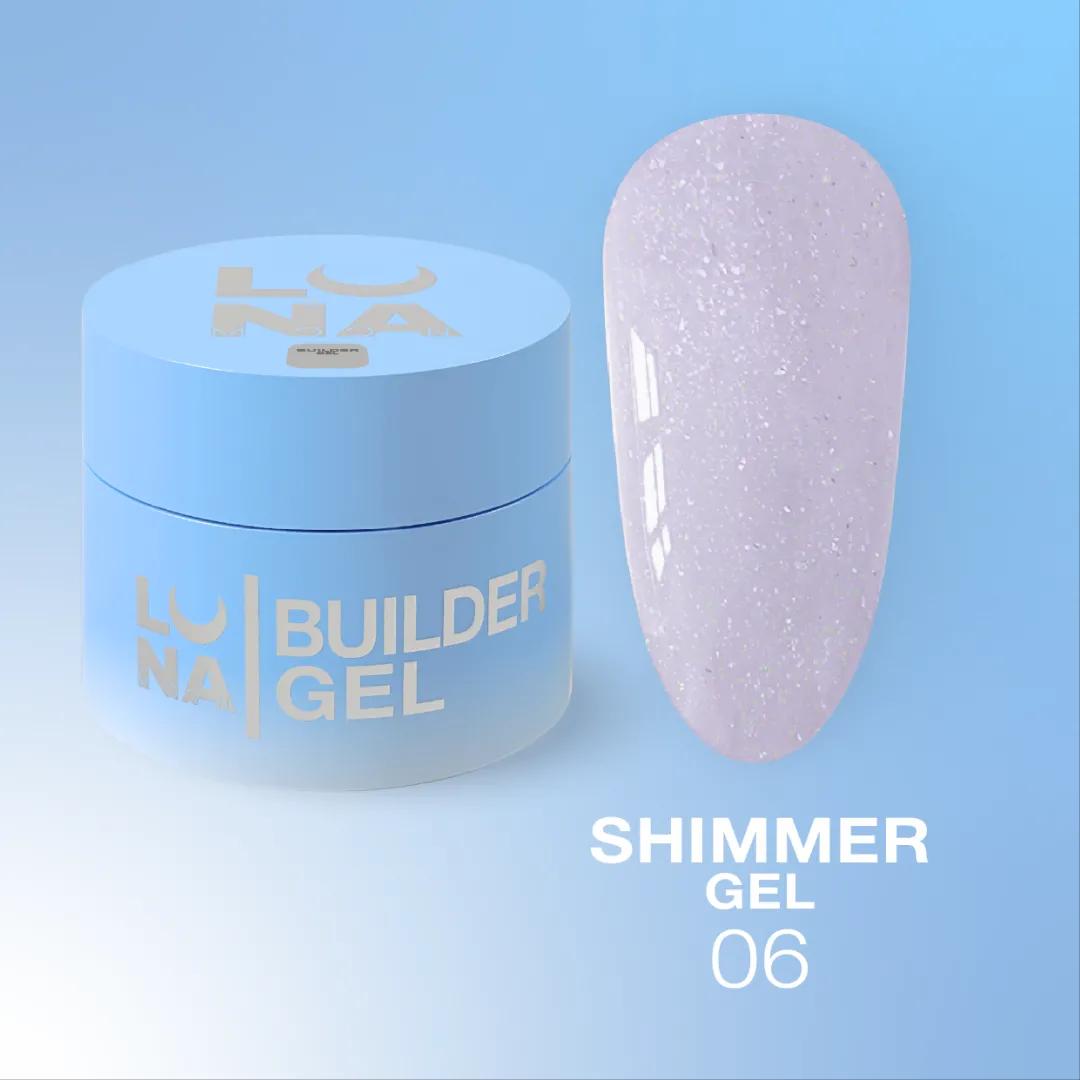 LUNAmoon Shimmer Gel №6, gel de construction scintillant avec effet shimmer élégant pour le renforcement et l’extension des ongles professionnels.