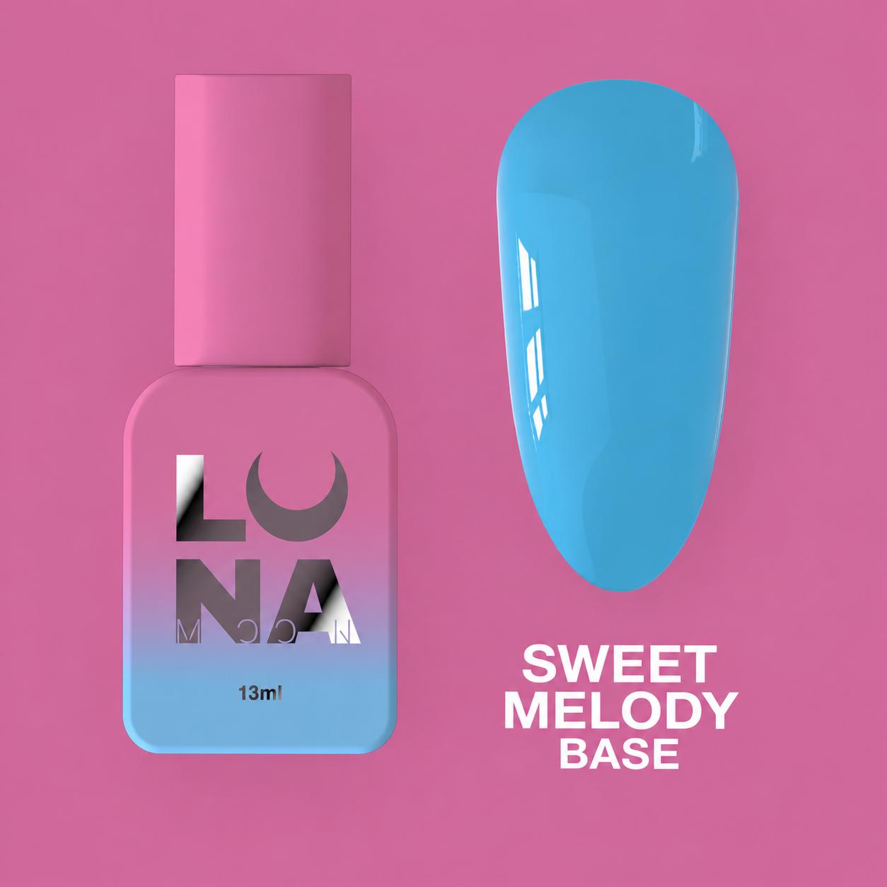 LUNAmoon Sweet Melody Base base camouflage bleu pastel pour recouvrement et nivellement des ongles, haute pigmentation et tenue longue durée.