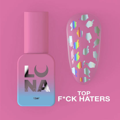 Top pour vernis gel LUNAmoon Top Fck Haters 13 ml avec effet holographique