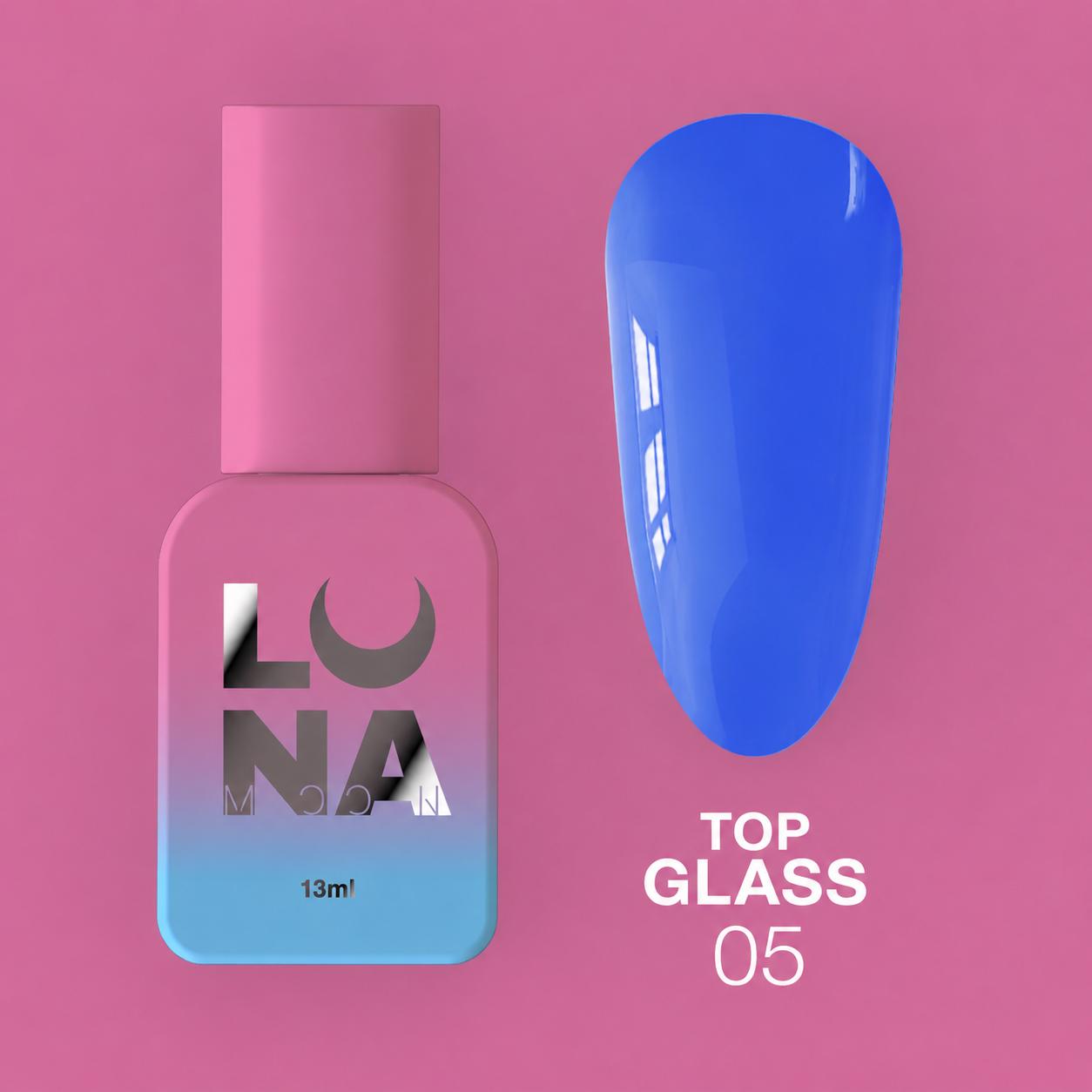 LUNAmoon Top Glass N°05 top coat coloré sans couche collante 13 ml avec brillance longue durée et finition professionnelle.