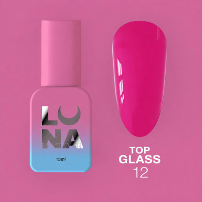 LUNAmoon Top Glass N°12 top coat coloré sans couche collante 13 ml avec brillance longue durée et finition professionnelle.