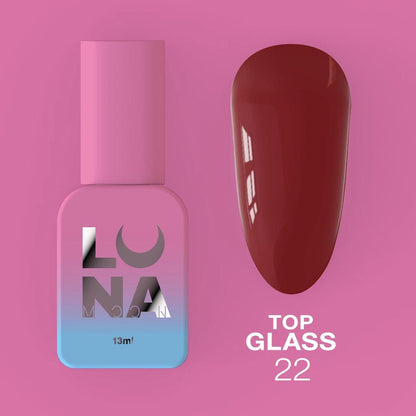 LUNAmoon Top Glass N°22 top coat coloré sans couche collante 13 ml avec brillance longue durée et finition professionnelle.