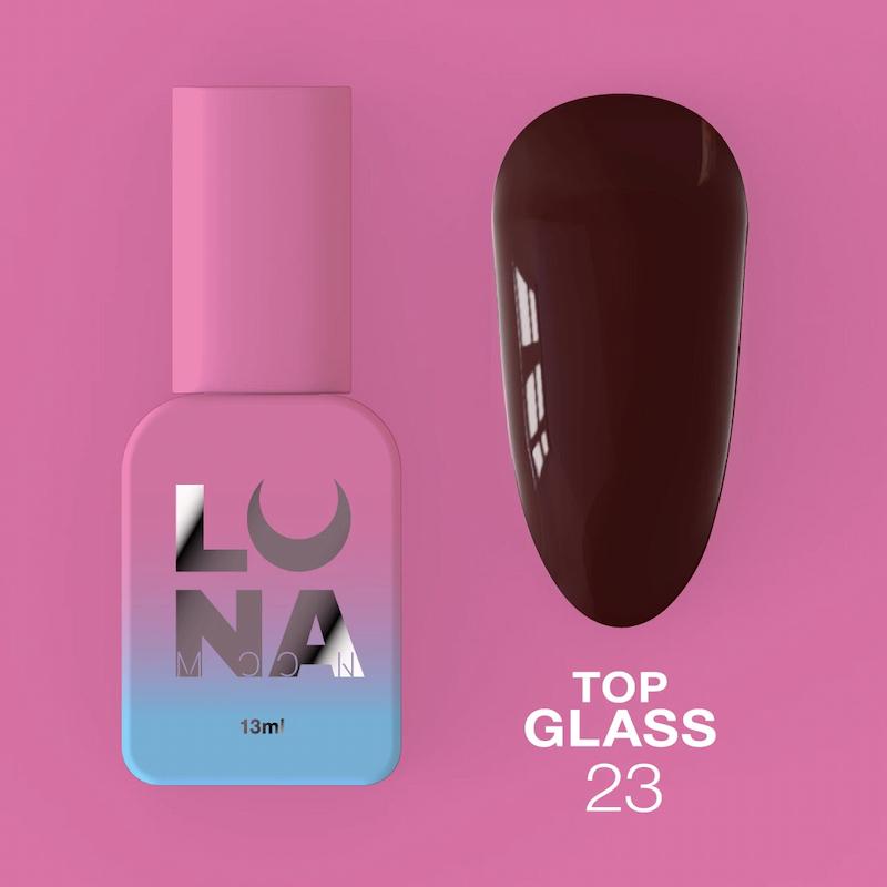LUNAmoon Top Glass N°23 top coat coloré sans couche collante 13 ml avec brillance longue durée et finition professionnelle.