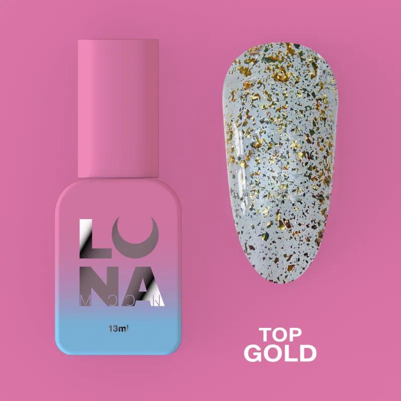 Top pour vernis gel LUNAmoon Top Gold 13 ml avec effet doré