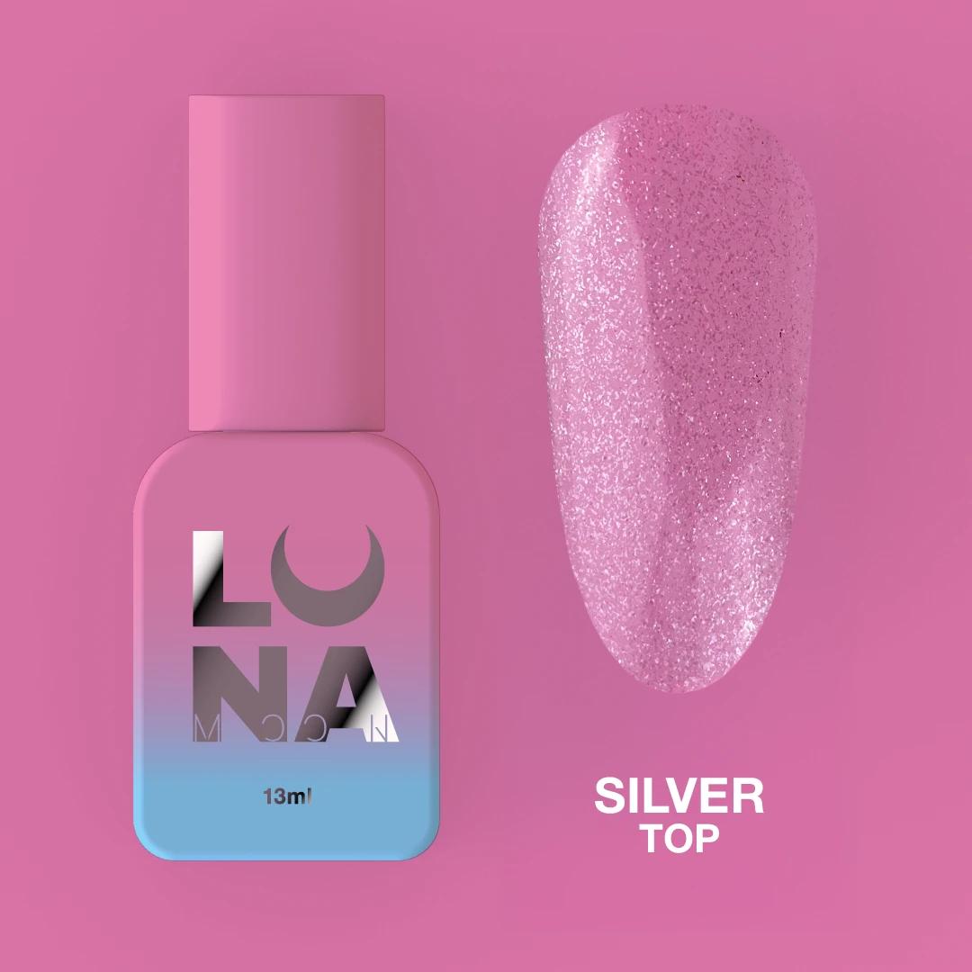Top pour vernis gel LUNAmoon Top Silver 13 ml avec effet argenté