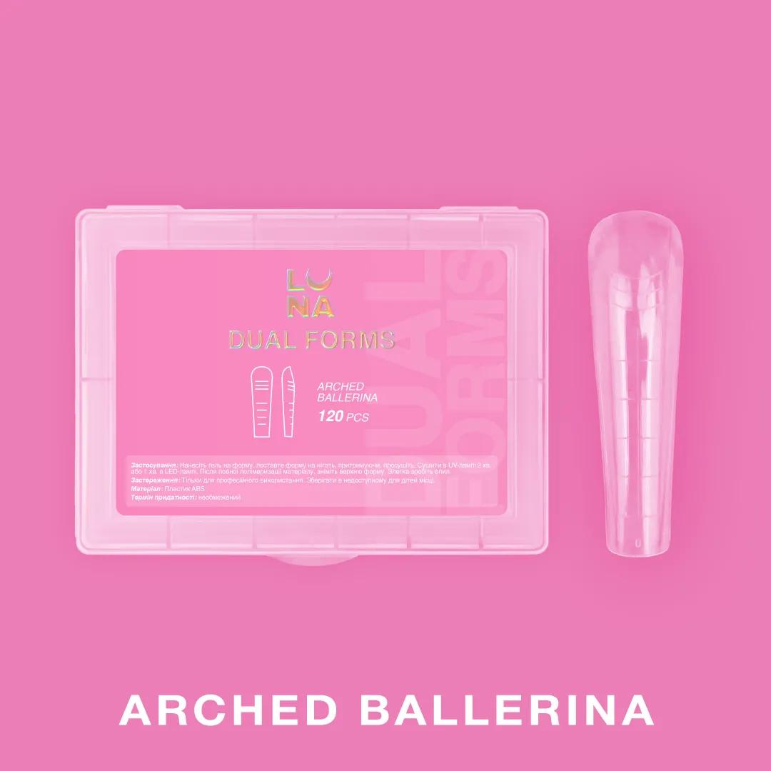 LUNAmoon Upper Nail Forms Arched Ballerina, formes supérieures réutilisables pour extensions d’ongles professionnelles, lot de 120 pièces.