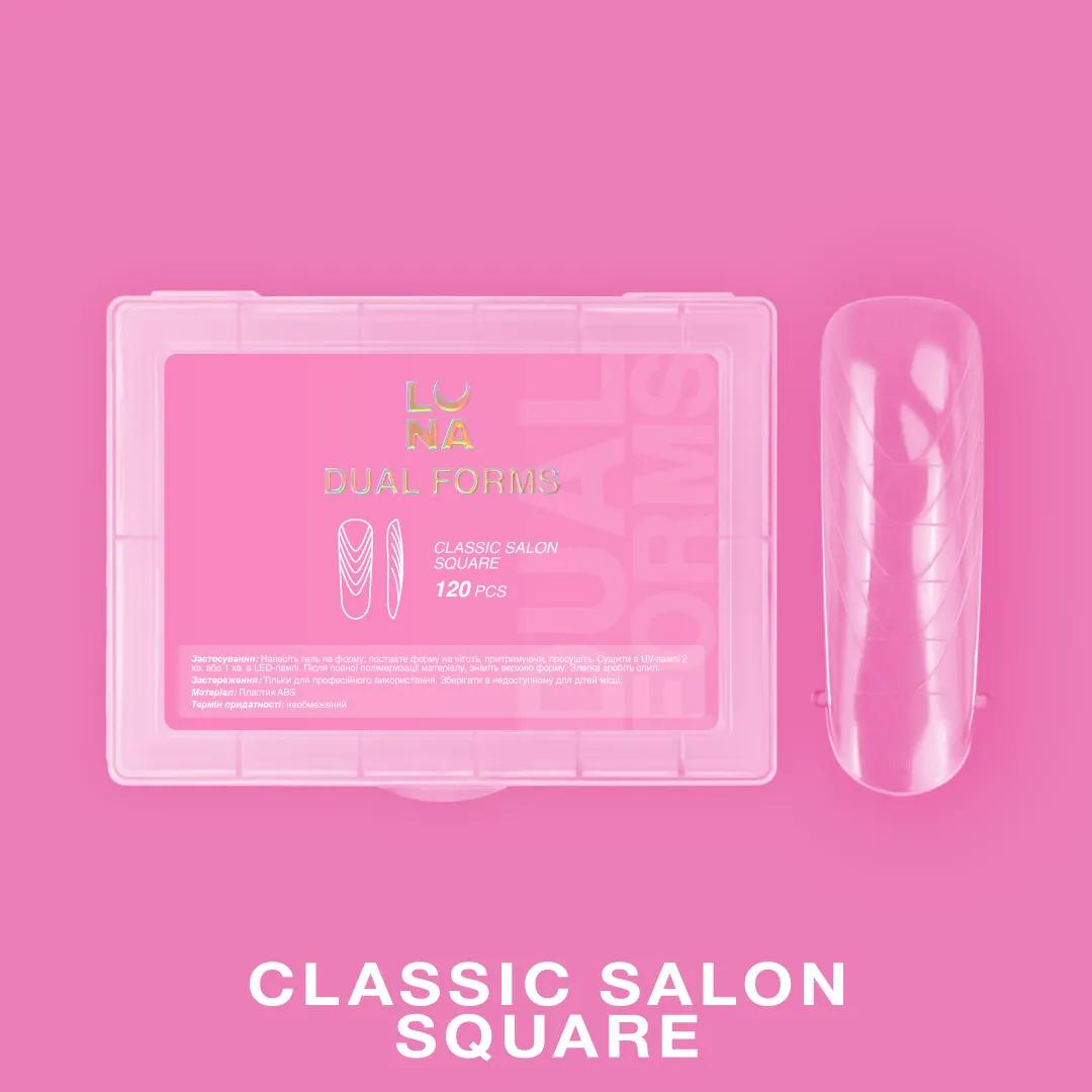 LUNAmoon Upper Nail Forms Classic Salon Square, formes supérieures réutilisables pour extensions d’ongles professionnelles, lot de 120 pièces.