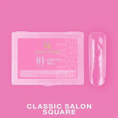LUNAmoon Upper Nail Forms Classic Salon Square, formes supérieures réutilisables pour extensions d’ongles professionnelles, lot de 120 pièces.