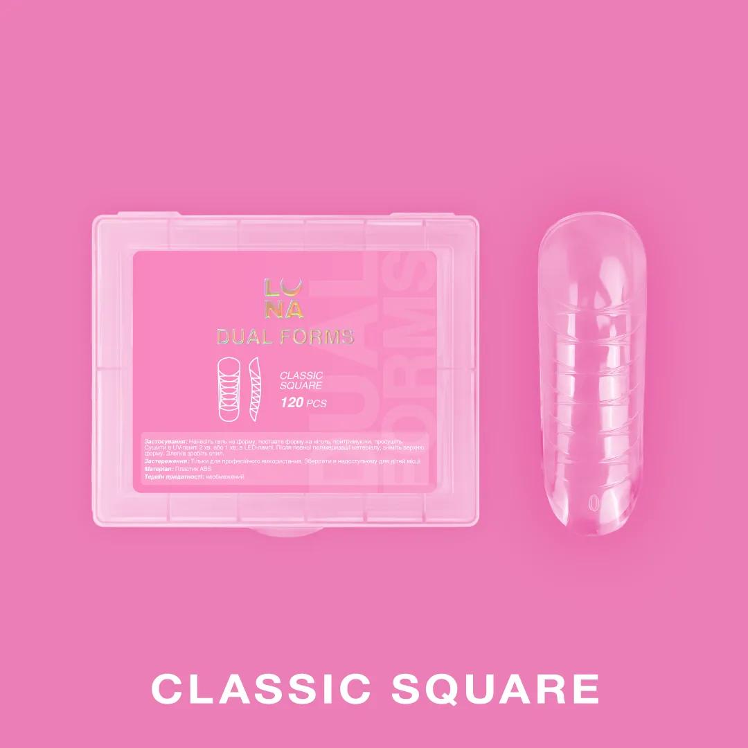 LUNAmoon Upper Nail Forms Classic Square, formes supérieures réutilisables pour extensions d’ongles professionnelles, lot de 120 pièces.