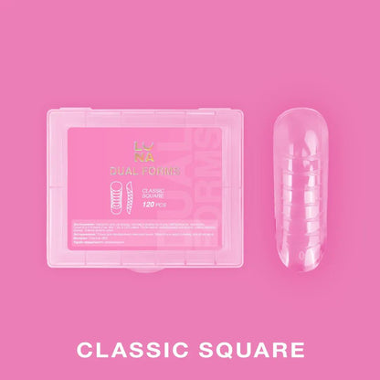 LUNAmoon Upper Nail Forms Classic Square, formes supérieures réutilisables pour extensions d’ongles professionnelles, lot de 120 pièces.