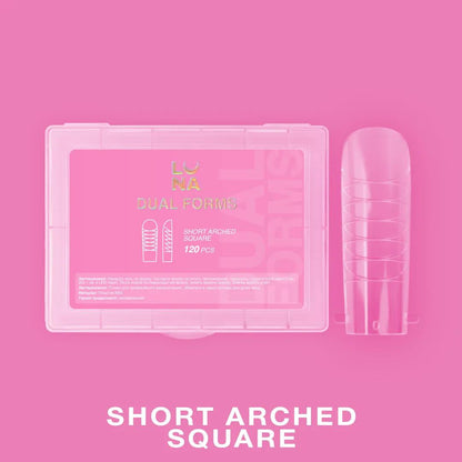 LUNAmoon Upper Nail Forms Short Arched Square, formes supérieures réutilisables pour extensions d’ongles professionnelles, lot de 120 pièces.