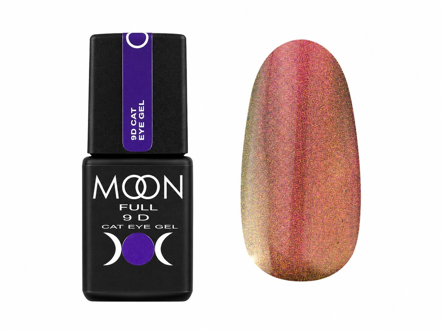 Moon Full 9D Cat Eye Gel CE #02 vernis semi-permanent magnétique avec effet œil de chat multidimensionnel et reflets profonds.
