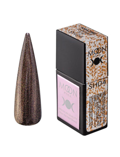 Moon Full Amazing Shimmer Top SH04 top coat avec particules scintillantes pour vernis semi-permanent et nail art professionnel.