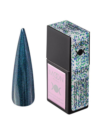 Moon Full Amazing Shimmer Top SH05 top coat avec particules scintillantes pour vernis semi-permanent et nail art professionnel.