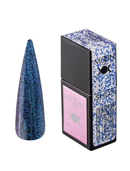 Moon Full Amazing Shimmer Top SH07 top coat avec particules scintillantes pour vernis semi-permanent et nail art professionnel.