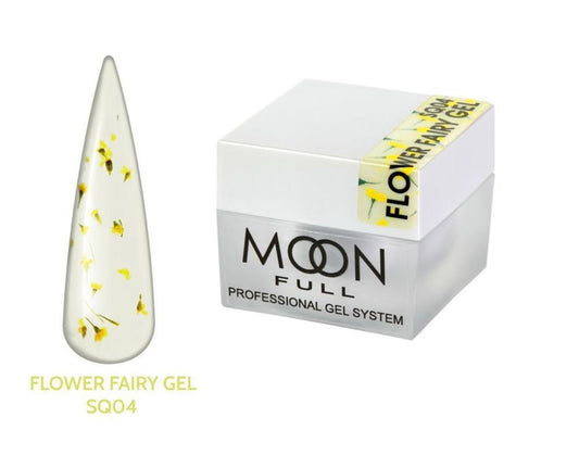 Moon Full Flower Fairy Gel SQ04 gel décoratif transparent avec fleurs séchées naturelles pour créations nail art professionnelles.