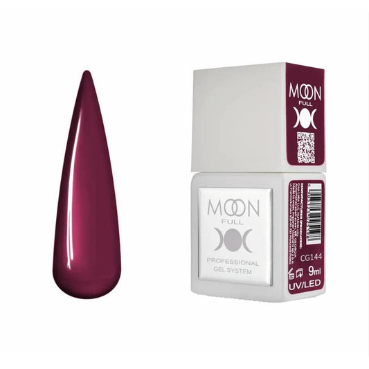 Moon Full Color CG 144 vernis semi-permanent haute pigmentation avec longue tenue, brillance miroir et formule sans HEMA ni TPO.