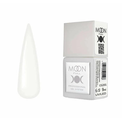 Moon Full Color CG 201 vernis semi-permanent haute pigmentation avec longue tenue, brillance miroir et formule sans HEMA ni TPO.