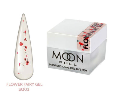 Moon Full Flower Fairy Gel SQ02 gel décoratif transparent avec fleurs séchées naturelles pour créations nail art professionnelles.