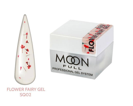 Moon Full Flower Fairy Gel SQ02 gel décoratif transparent avec fleurs séchées naturelles pour créations nail art professionnelles.