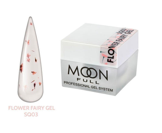 Moon Full Flower Fairy Gel SQ03 gel décoratif transparent avec fleurs séchées naturelles pour créations nail art professionnelles.