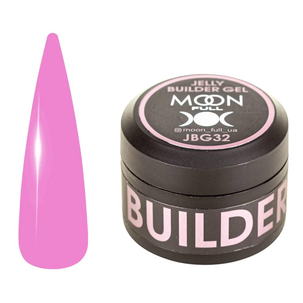 Moon Full Jelly Builder Gel JBG 32 gel de construction à texture jelly pour extension, renforcement et modelage des ongles, sans TPO ni HEMA.