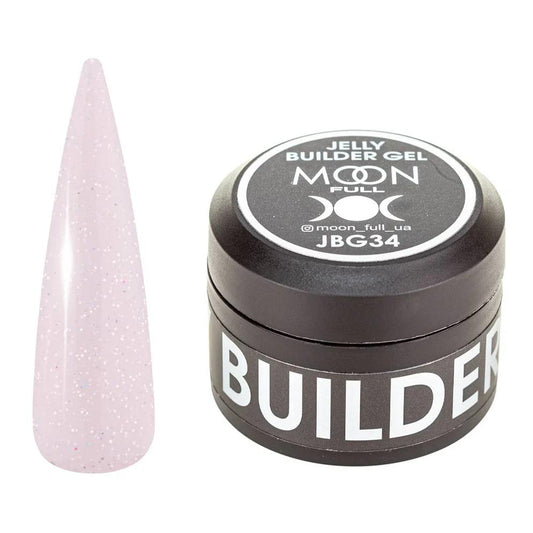 Moon Full Jelly Builder Gel JBG 34 gel de construction à texture jelly pour extension, renforcement et modelage des ongles, sans TPO ni HEMA.