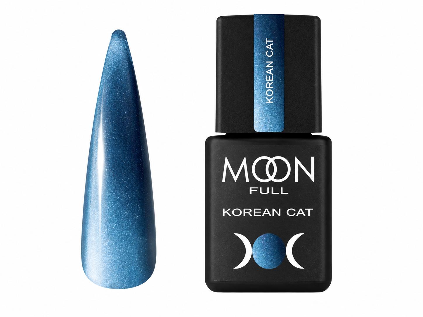Moon Full Korean Cat N°01 vernis semi-permanent magnétique effet œil de chat avec reflets profonds et particules scintillantes.