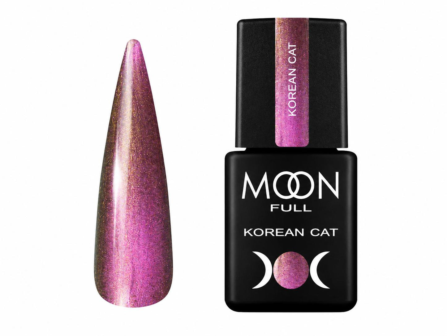 Moon Full Korean Cat N°04 vernis semi-permanent magnétique effet œil de chat avec reflets profonds et particules scintillantes.