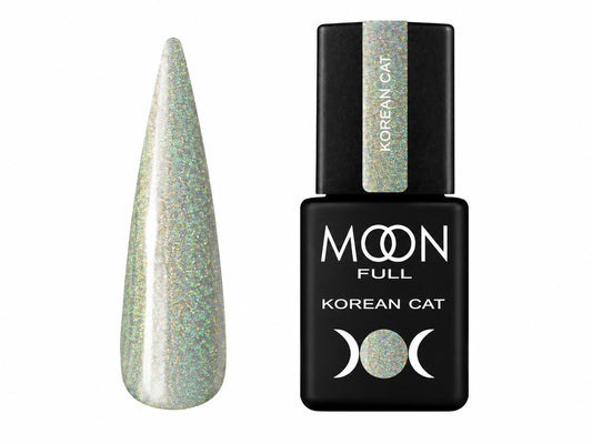 Moon Full Korean Cat N°08 vernis semi-permanent magnétique effet œil de chat avec reflets profonds et particules scintillantes.