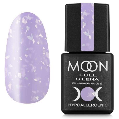 Moon Full Rubber Base Silena N°2030 base rubber colorée avec feuilles métallisées décoratives pour manucure professionnelle.