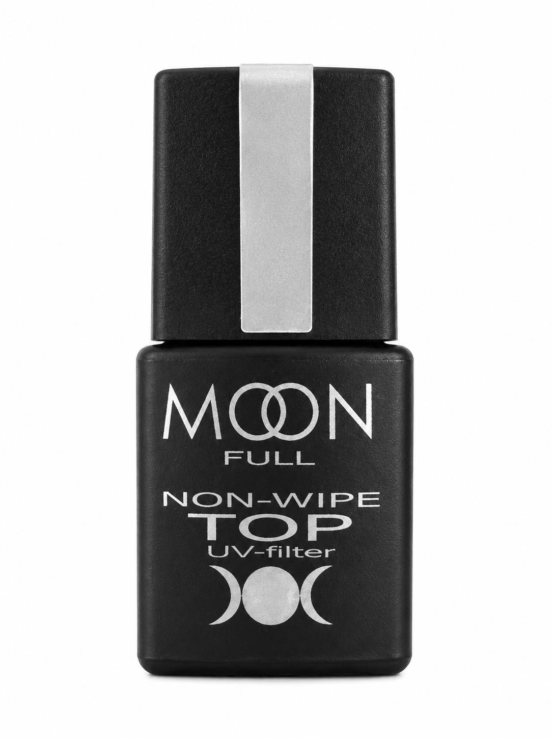Moon Full Top Non-Wipe avec filtre UV, top coat professionnel sans couche collante HEMA FREE et TPO FREE avec effet ultra-brillant.